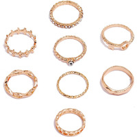 Shining Diva Fashion Latest Stylish Metal Boho Midi Finger Rings for Women and Girls - Set of 8 (13056r)