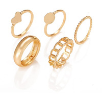 Shining Diva Fashion Latest Stylish Metal Boho Midi Finger Rings for Women and Girls - Set of 5 (13032r), Golden