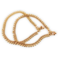CUTE GOLD One Gram Gold Plated & Brass Stylish Anklets Kolusu Payal Ghungroo for Women & Girls (10.5 Inch)