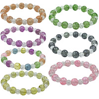 LACUM Navratri Glass Beads Bracelets Combo - Perfect Kanya Bhoj and Birthday Return Gifts for Girls (Combo_of_7Crushbead)