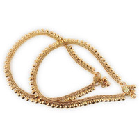 CUTE GOLD One Gram Gold Plated & Brass Stylish Anklets Kolusu Payal Ghungroo for Women & Girls (10.5 Inch)