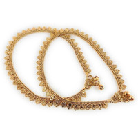 CUTE GOLD One Gram Gold Plated & Brass Stylish Anklets Kolusu Payal Ghungroo for Women & Girls (10.5 Inch)