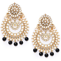 Karatcart Black Drops Kundan Chandbali Earrings for Women