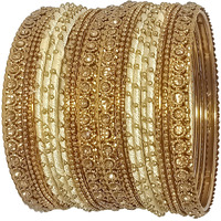 NMII Metal Base Metal Zircon Stone Bangle Set For Women & Girls (Gold) (Pack of 20)