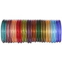 NMII Glass with Simple Or Attractive with Glossy Finished Kada Set For Women and Girls, (MultiColour_2.6 Inches), Pack Of 24 Kada Set