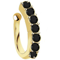 VAMA FASHIONS Without Piercing Clip on Nose pin without Hole Pressing Type Press Nose ring Stud for Women (Black Gold Nose Ring Stud)