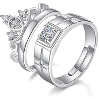 Fashion Frill Delicate Rings For Women Crystal Silver Plated Heart Design Adjustable Silver Ring Finger Couple Ring For Women Girls Men Boys Rings Wife Girlfriend Valentine (Vintage)