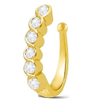 VAMA FASHIONS Clip on Golden Nose pin without Hole Non Piercing Pressing Type Nose ring Stud for Women & Girls (Golden Nosepin)