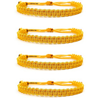ARTIFICIAL TREE HANDMADE NAZAR THREAD BRACELET ADJUSTABLE WRISTBAND BRACELET FRIENDSHIP BAND FOR WOMEN, MEN, GIRLS & BOYS Nazar Battu 4 Piece (YELLOW)(AT GIRLS BRCT 016)