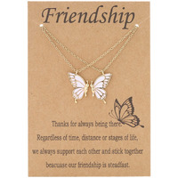 SANNIDHI Necklace for Women and Girls Stylish Alloy Butterfly Necklace for Girls Friendship Butterfly Pendant for Women, Girl Best Friend Necklace, Girlfriend Pendant Gift for Girls, Golden - 1 Pair