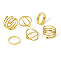 Shining Diva Fashion Latest Stylish Metal Boho Midi Finger Rings for Women and Girls - Set of 6 (13037r), Golden