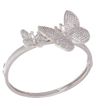 ZENEME Bracelet Rhodium Plated Silver Toned American Diamond Studded Charming Butterfly Bracelet Jewellery For Women & Girls