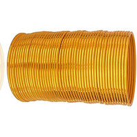 NMII Non-Precious Metal Base Metal with Simple and Plain Glossy Finished Bangle Set For Women and Girls, (Yellow_2.4 Inches), Pack Of 48 Bangle Set