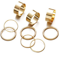 Shining Diva Fashion Latest Stylish Metal Boho Midi Finger Rings for Women and Girls - Set of 9 (14381r), Golden