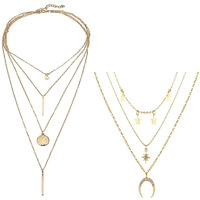 Jewels Galaxy Gold Plated Trending Lock Inspired Layered Necklace Set (Design 27) (JG-PC-NCKS-22123)