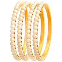 JFL - Jewellery for Less Traditional Ethnic One Gram Gold Plated Pearl Designer Bangle Set for Women.(Set of 4-2.2),Valentine