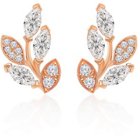 MINUTIAE Rose Gold Plated Vine Shape Stud Earring With Solitaire Crystal Diamond Stylish Fashion Jewellery For Women and Girls