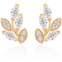 MINUTIAE Gold Plated Vine Shape Stud Earring With Solitaire Swarovski Crystal Diamond Stylish Fashion Jewelry For Women and Girls