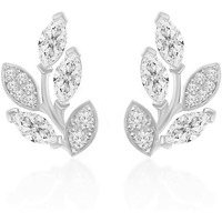 MINUTIAE Silver Plated Vine Shape Stud Earring With Solitaire Swarovski Crystal Diamond Stylish Fashion Jewelry For Women and Girls