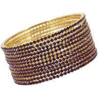 ZULKA Non-Precious Metal Base Metal with Zircon Gemstone Studded worked Glossy Finished Bangle Set For Women and Girls, (Dark Magenta_2.4 Inches), Pack Of 12 Bangle Set