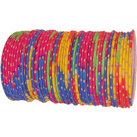 NMII Metal with Golden Polka Dots Bangles Set For Women and Girls | Metal Bangles | Plain Simple Bangles | Chudi Set | Bangles Bracelet | Womens Bangles | Jewellery- (MNY1-Multi-2.6)-Set of 48