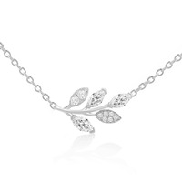 MINUTIAE Silver Plated Vine Shape Pendant Necklace Chain With Solitaire Crystal Diamond Stylish Fashion Jewelry For Women and Girls