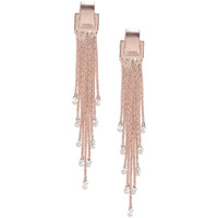 Jewels Galaxy Exclusive Luxuria Edition Delicate AAA Swiss CZ 18k Rose Gold Plated Mesmerizing Long Chain Drop Earrings For Women/Girls (FMYN-ERG-9553)