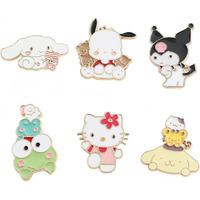 SANNIDHI 6Pcs Brooch Pin for Women Girls Cartoon Cute Kuromi Cinnamoroll Enamel Pins Safety Brooch Buttons Pins Sanrio Kitty Brooch for Kids Girls Saree Pins for Clothing Jackets Hat Backpack