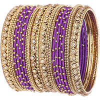 NMII Silk Fabric Metal Bangle for Women & Girls(Purple-2.8)