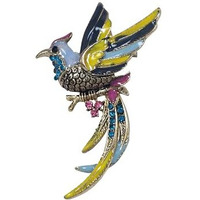 Adorn Meenakari Work Bird Shaped Multicolour Sharvani Brooch for Men and Women (B2185)