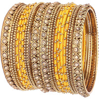 NMII Silk Fabric Metal Bangle for Women & Girls(Yellow-2.6)