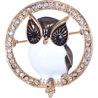 Adorn Meenakari Work Owl Shaped Wedding Brooch for Men and Women (B2179)