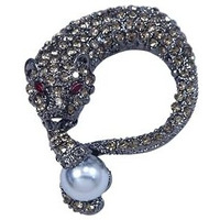 Adorn Rhinestone Jaquar Shaped Artificial Pearl Wedding Brooch for Men and Women (B2166)