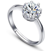 Shining Diva Fashion AAA Solitaire Stylish Silver Plated Platinum Plated Ring for Women (9858r)