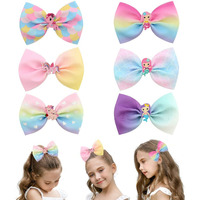 PALAY 6 Pcs Hair Bows for Kids Girls Rainbow Bow Hair Clips for Girls Unicorn Mermaid Barrettes Hair Accessories for Girl Teens