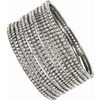 ZULKA Non-Precious Metal with Base Metal and Zircon Gemstone Studded Premium and Traditional Glossy Finished Sleek Bangle set for Women and Girls, (Grey_2.4 Inches), Pack Of 12 Bangles