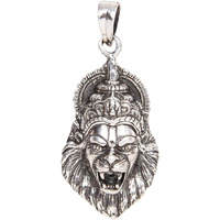 Mahi Rhodium Plated Oxidised Laxmi Narasimha Swamy Unisex Pendant without Chain PS1101696R