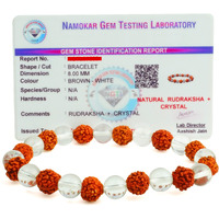 REMEDYWALA Charged Energized Certified Rudraksha Crystal Bracelet For Reiki, Balance Chakra, Positive Energy, Healing | Rudraksha Crystal Bracelet for Men and Women