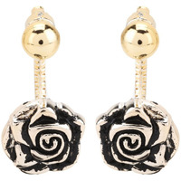 Young & Forever Gift Antique Gold Plated Ear Jacket Tribal Black Gold Rose Drop Earrings for Women Girls