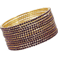 ZULKA Non-Precious Metal Base Metal with Zircon Gemstone Studded worked Glossy Finished Bangle Set For Women and Girls, (Dark Magenta_2.8 Inches), Pack Of 12 Bangle Set