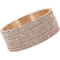 ZULKA Non-Precious Metal Base Metal with Zircon Gemstone Studded worked Glossy Finished Bangle Set For Women and Girls, (Silver-RoseGold_2.6 Inches), Pack Of 12 Bangle Set