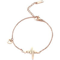Fashion Frill Delicate Anklets For Women Heartbeat Rose Gold Plated Chain Anklet For Women Girls Love Gifts For Sister Jewellery
