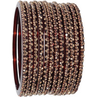 LAVAZZA Glass Bangles For Women & Girls with Diamond Stone | Chudi Set | Stone Bangles | Bangles For Women Glass | Traditional Bangles | Daily use/office/Party/Wedding- (LV_KS4-Maroon-2.6)