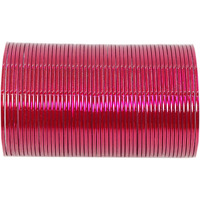 NMII Non-Precious Metal Base Metal with Simple and Plain Glossy Finished Bangle Set For Women and Girls, (MNY2-Strawberry_2.6 Inches), Pack Of 48 Bangle Set