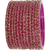 LAVAZZA Stylish Glass Chudi Set For Women and Girls Kaanch ki Choodiyan | Bangle For Girls | bangles for women 2.4 2.6 2.8 | Designer Glass Bangles | Stone Bangles Set For Women- (Iphone-Magenta-2.8)