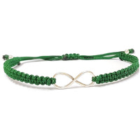 KUKSHYA JEWELLERS Exclusive 925 Sterling Silver INFINITY Charm Bracelet Nazariya For Girls, Men, Boys And Women Adjustable Comfortable Traditiona(GB 074) (GREEN)