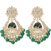 Shining Diva Fashion Latest Stylish Traditional Kundan Earrings for Women and Girls (13602er)(Green)