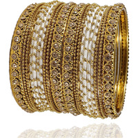 NMII Silk Fabric Metal Bangle for Women & Girls(White-2.8)