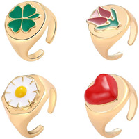 Jewels Galaxy Stylish Vintage Floral Designs Silver Plushy Rings For Women/Girls (Mixed Sizes) (Design 24)