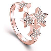 Jewels Galaxy Zircon Leaf Silver Plated Plushy Adjustable Ring for Women/Girls (Style 13) (SMNJG-RNGG-5047)